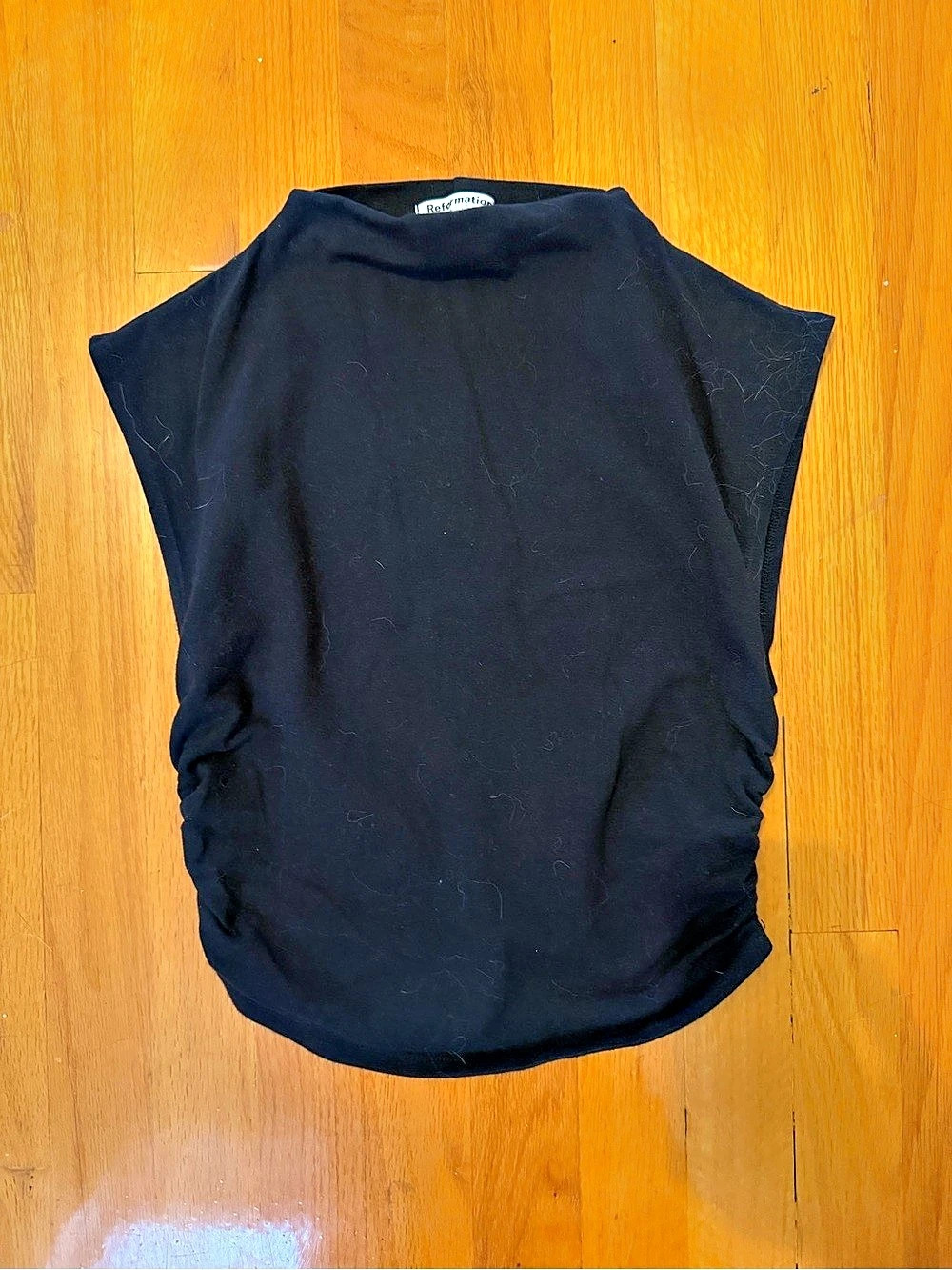 Reformation Lindy Knit Top Ruched Black Tank Small